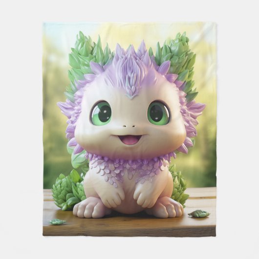Minty, de charmante Axolotl Fleece Deken (Voorkant)