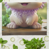 Minty, de charmante Axolotl Theedoek (Gevouwen)