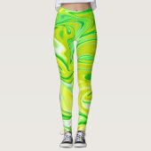 Minty Dream: de zachte wervelingen van groen marme Leggings (Voorkant)