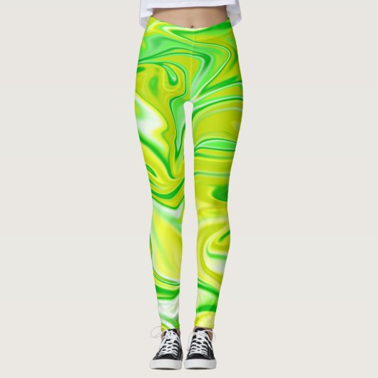 Minty Dream: de zachte wervelingen van groen marme Leggings (Voorkant)