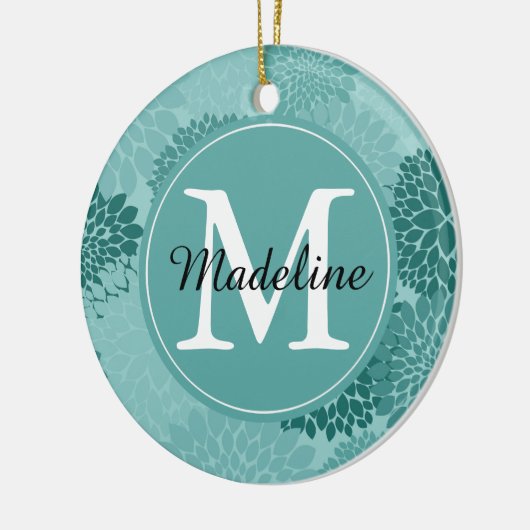 Minty Flowers Monogram Keramisch Ornament (Links)