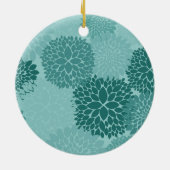 Minty Flowers Monogram Keramisch Ornament (Achterkant)