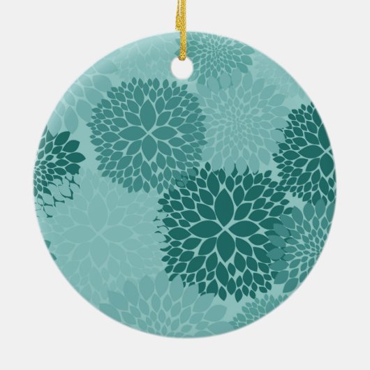 Minty Flowers Monogram Keramisch Ornament (Achterkant)