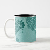 Minty Flowers Monogram Tweekleurige Koffiemok (Links)