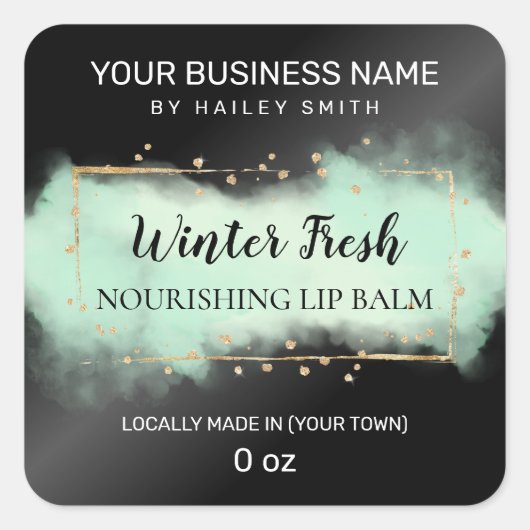 Minty Fresh Black en Pastel Green Lip Balm Vierkante Sticker (Voorkant)