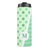Minty Fresh Blue Polka Dots and Stripes: Monogram Thermosbeker (Voorkant)
