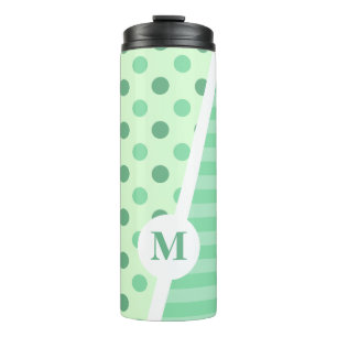 Minty Fresh Blue Polka Dots and Stripes: Monogram Thermosbeker