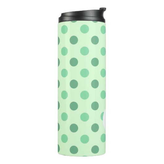 Minty Fresh Blue Polka Dots and Stripes: Monogram Thermosbeker (Gedraaid links)