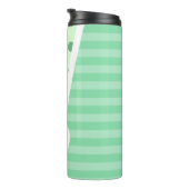 Minty Fresh Blue Polka Dots and Stripes: Monogram Thermosbeker (Geroteerd rechts)