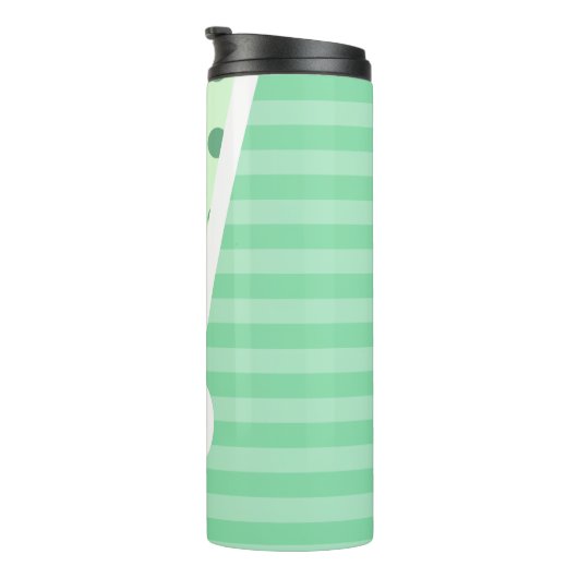 Minty Fresh Blue Polka Dots and Stripes: Monogram Thermosbeker (Geroteerd rechts)