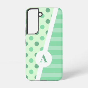 Minty Fresh Polka Dot en Stripe Patroon Samsung Galaxy Hoesje
