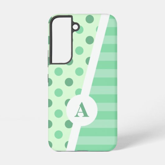 Minty Fresh Polka Dot en Stripe Patroon Samsung Galaxy Hoesje (Achterkant)
