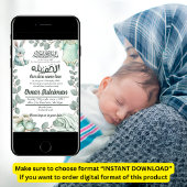Minty Green Baby Stuff Moslim Geboorteaankondiging Kaart