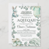 Minty Green Baby Stuff Muslim Aqiqah Kaart (Voorkant)