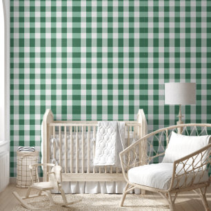 Minty Green Gingham Geruit Afdrukken Behang