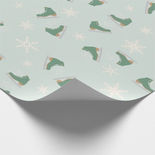 minty green ice skates cadeaupapier (Hoek)