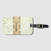 Minty Green Marble Diamond Bling Bagagelabel (Voorkant (horizontaal))