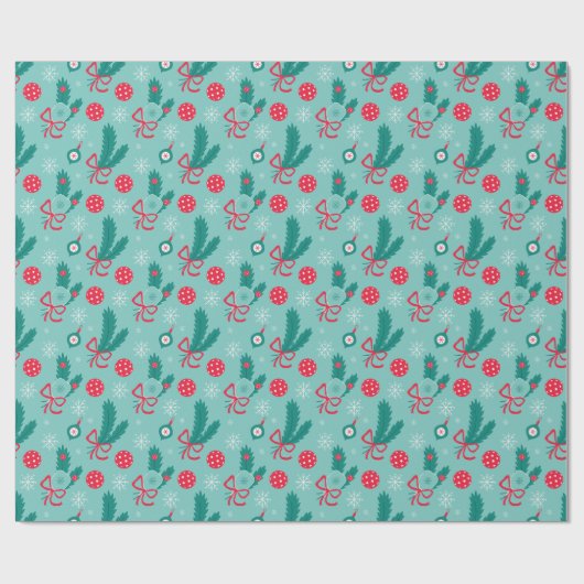 Minty Green Pickleball Merry 🎁 kerst Cadeaupapier (Vlak)