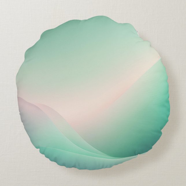 Minty Green Roos AI kunst Rond Kussen (Achterkant)