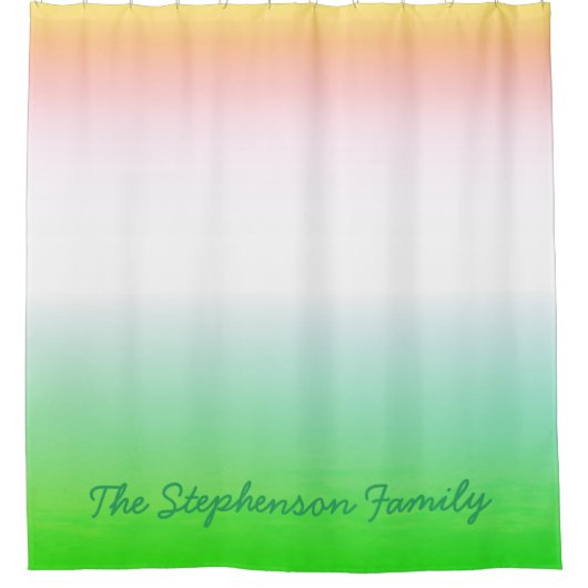 Minty Groen tot Witte Gradiënt met Groen Manuscrip Douchegordijn (Voorkant)