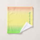 Minty Groene tot Gele Gradiënt met Groen Manuscrip Bad Handdoek (Wasdoekje)