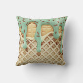 Minty Ice Cream Drip Delight Kussen (Achterkant)