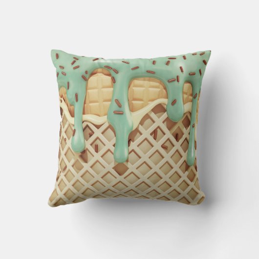 Minty Ice Cream Drip Delight Kussen (Achterkant)