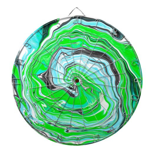 Minty Lime Green en Blue Marble Swirls Dartbord (Voorkant)