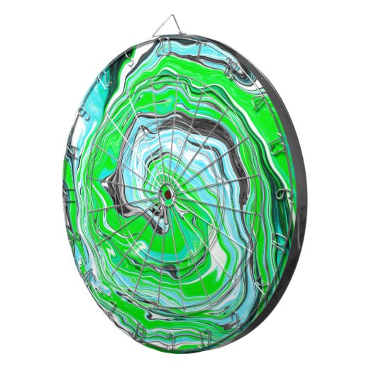 Minty Lime Green en Blue Marble Swirls Dartbord (Voorkant Rechts)