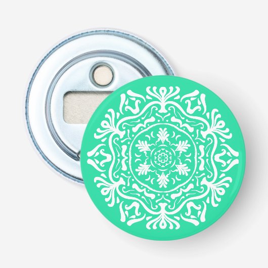 Minty Mandala Button Flesopener (Voorkant)