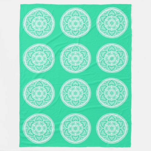 Minty Mandala Fleece Deken (Voorkant)