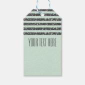 Minty Mint Green & Silver Glitter Stripes Party Cadeaulabel (Voorkant)