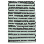 Minty Mint Green & Silver Glitter Stripes Party Medium Cadeauzakje (Voorkant)
