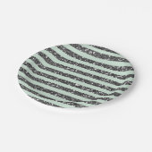 Minty Mint Green & Silver Glitter Stripes Party Papieren Bordje (Gekanteld)