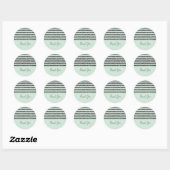Minty Mint Green & Silver Glitter Stripes Party Ronde Sticker (Vel)