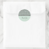 Minty Mint Green & Silver Glitter Stripes Party Ronde Sticker (Tas)