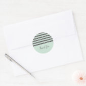 Minty Mint Green & Silver Glitter Stripes Party Ronde Sticker (Envelop)