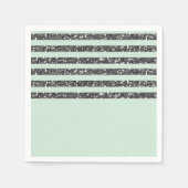 Minty Mint Green & Silver Glitter Stripes Party Servet (Voorkant)