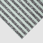 Minty Mint Green & Silver Glitter Stripes Party Tissuepapier (Detail)