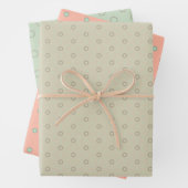 Minty Peach Feast Wrapping Papier Flat Sheet Set Inpakpapier Vel (In situ)