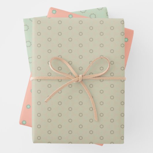 Minty Peach Feast Wrapping Papier Flat Sheet Set Inpakpapier Vel (In situ)