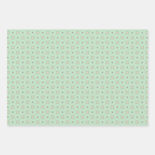 Minty Peach Serenade Wrapping Paper Flat Sheet Set (Voorkant 3)
