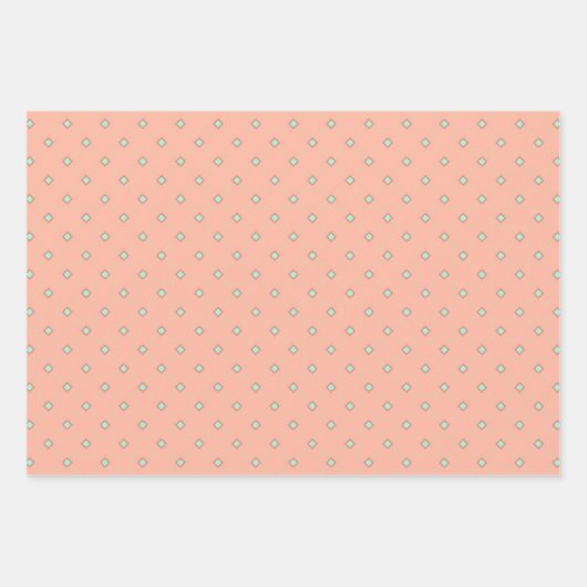 Minty Peach Serenade Wrapping Paper Flat Sheet Set (Voorkant 2)