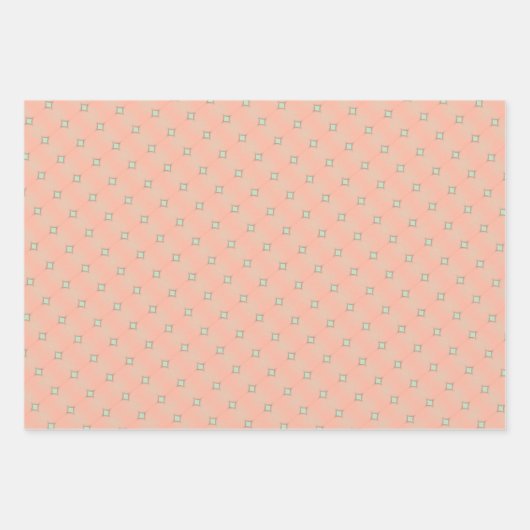 Minty Peach Whimsy Wrapping Paper Flat Sheet Set (Voorkant 3)