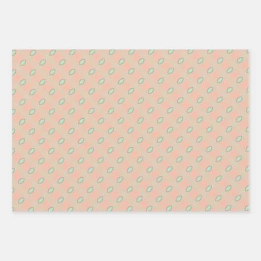 Minty Peach Whimsy Wrapping Paper Flat Sheet Set (Voorkant 2)