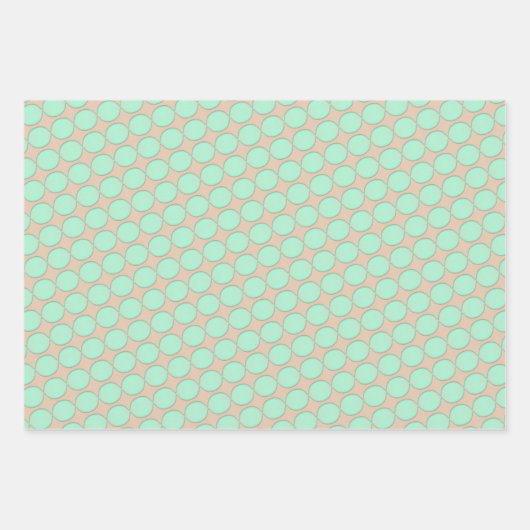 Minty Peach Whimsy Wrapping Paper Flat Sheet Set (Voorkant)