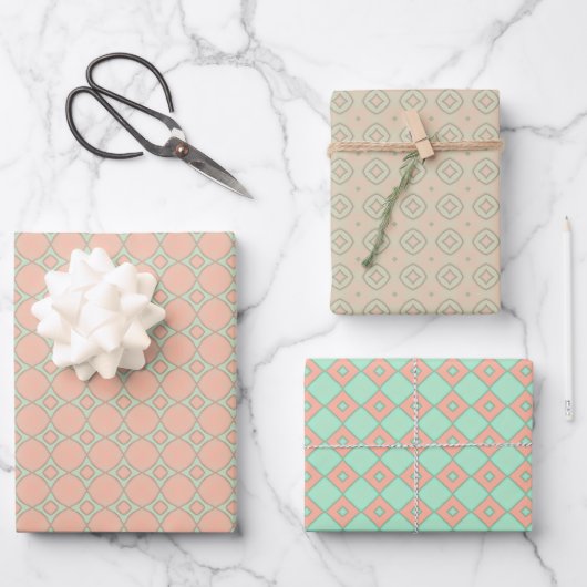 Minty Whirlwind Wrapping Paper Flat Sheet Set (Voorkant)