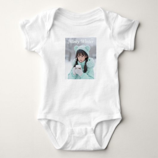 Minty Winterdromen: Cute Kawaii Kinderkunst Romper (Voorkant)