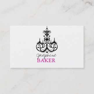 minuscule kroonluchter+ muurharten zwart en roze visitekaartje