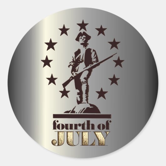 Minuteman, 4 juli 1776 ronde sticker (Voorkant)